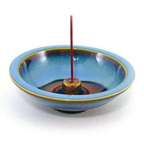 Shoyeido's Denim Round Ceramic Incense Holder