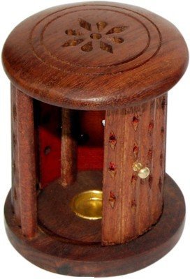 PMK Handmade Wooden Charcoal Burner, Shutter Round Design Burner, Holder incense Burner Box, 3.5 x 3 Inch