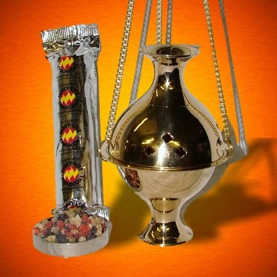Yoshin Charcoal Incense Burner Set (Not Oil) Brass Pagan 629