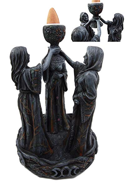 Atlantic Collectibles Wiccan Triple Goddess Maiden Expectant Mother & Crone Pagan Decorative Backflow Incense Cone Burner Figurine