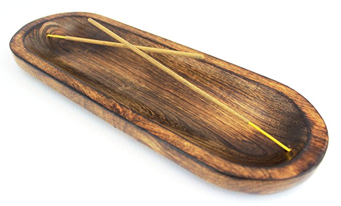Kasa Style Trough Antique Wood Hand Made Double Incense Burner Ash Catcher