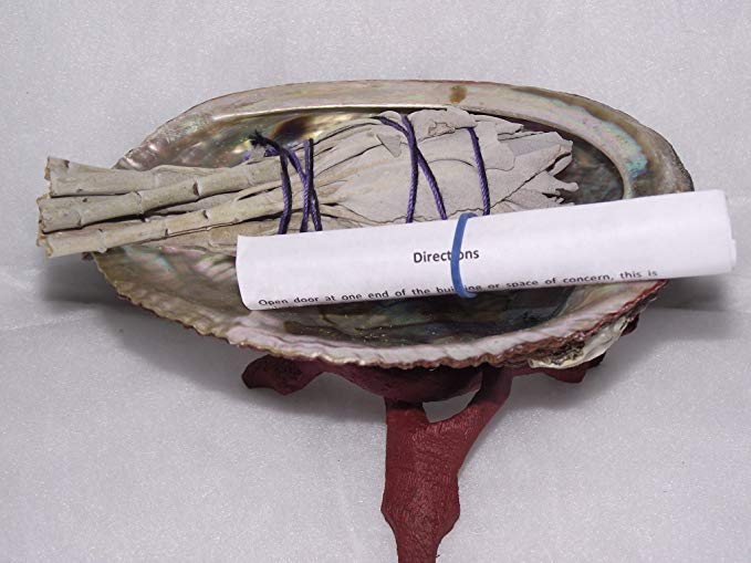 Sage Smudge Kit with Large Abalone Shell, Stand, Sage and Directions