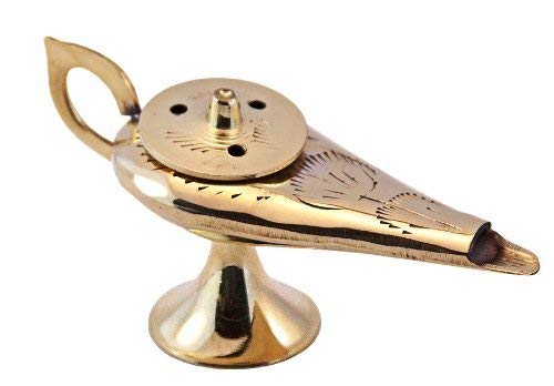 Aladdin’s Magic Lamp Brass Incense Burner - Works with sticks & cones! (Small)