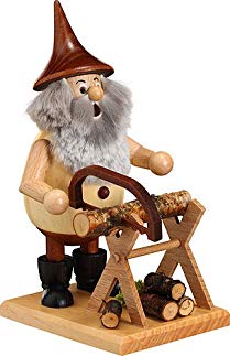 German Incense Smoker Timber-Gnome on a board - 15 cm / 6 inches - Drechselwerkstatt Uhlig