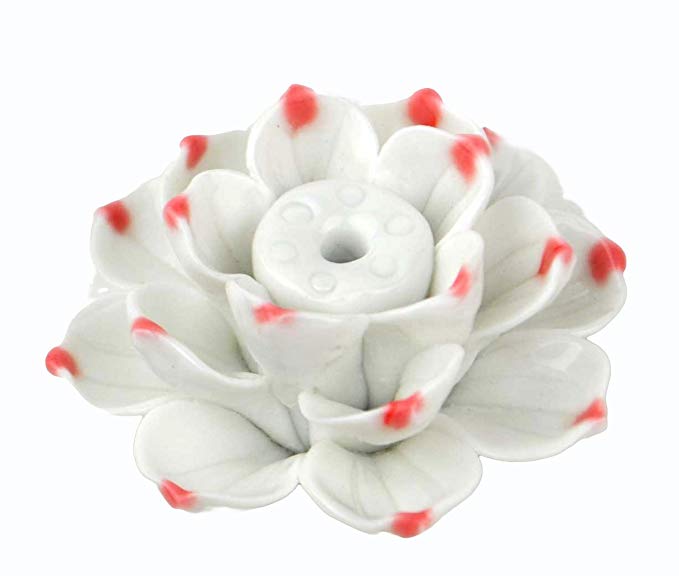Lotus Flower Ceramics Incense Burner Handmade Beauty Blue and White Porcelain Charms IY01 (1)